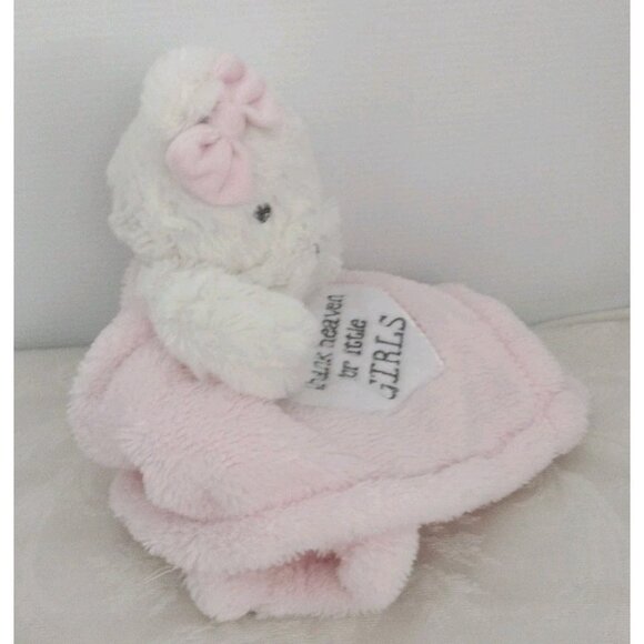 SECURITY Blanket BABY GEAR PINK White Teddy BEAR Heart LOVEY Plush Thank HEAVEN - Picture 8 of 11
